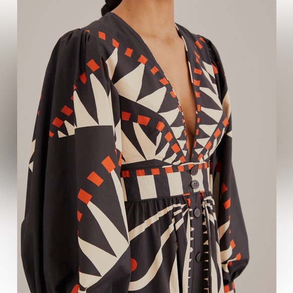 Farm Rio Coconut Grove Puff-Sleeve V-Neck Maxi Dress - Picture 2 of 16